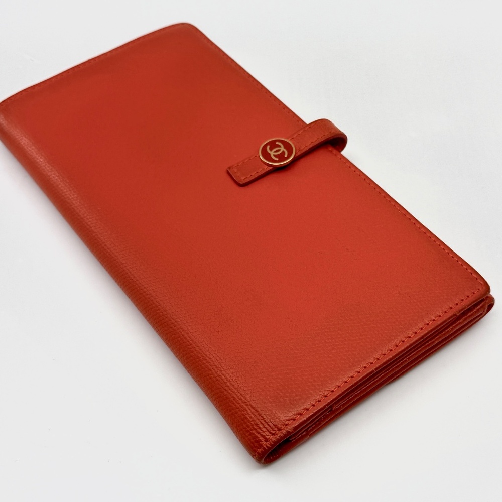 Authentic Chanel Coco Button Wallet, Orange Color… - image 6
